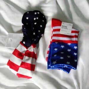 NEW!!! American Flag Print Headband and Socks - Forever 21